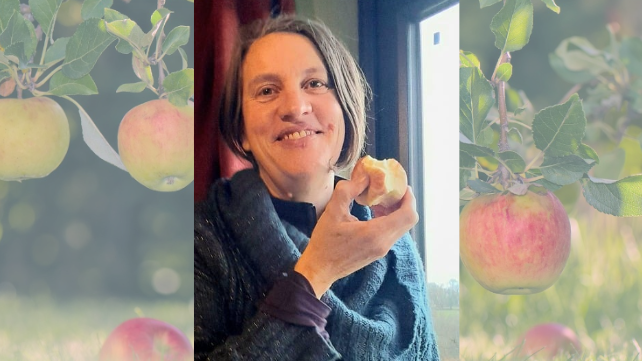 Eating apples fresh off the tree
